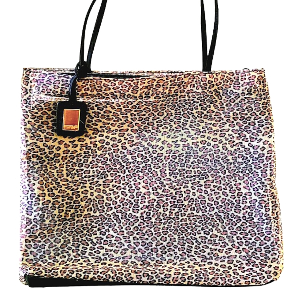 Vintage Sasha NY Hidden Juel Leopard print sheer Tote Bag